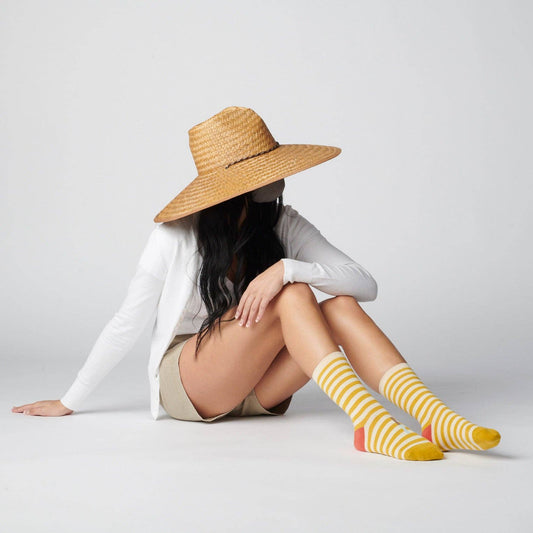socks | Yellow and White Striped Crew Socks | Unisex