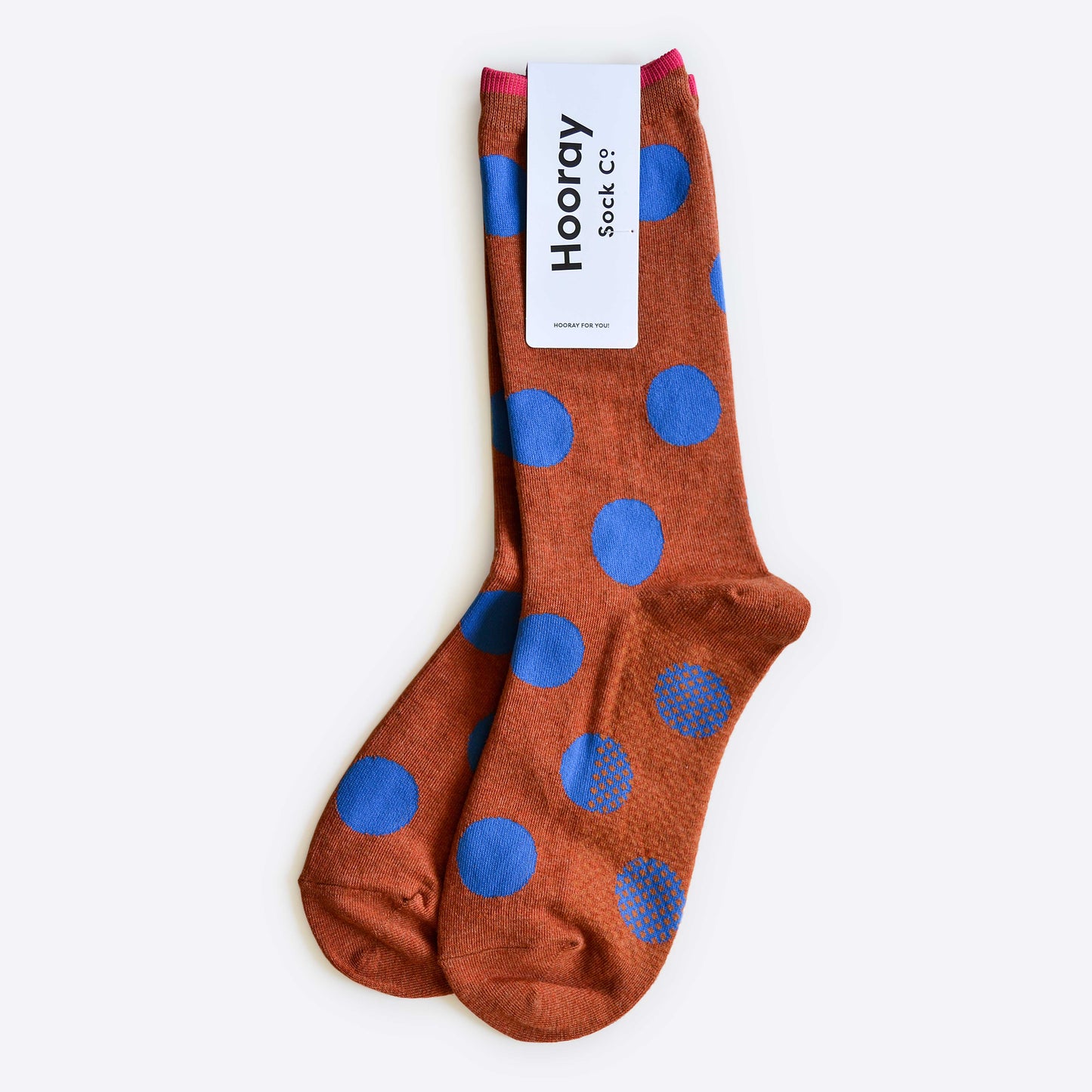 Socks | Brown and Blue Polka Dot Crew Sock | Unisex