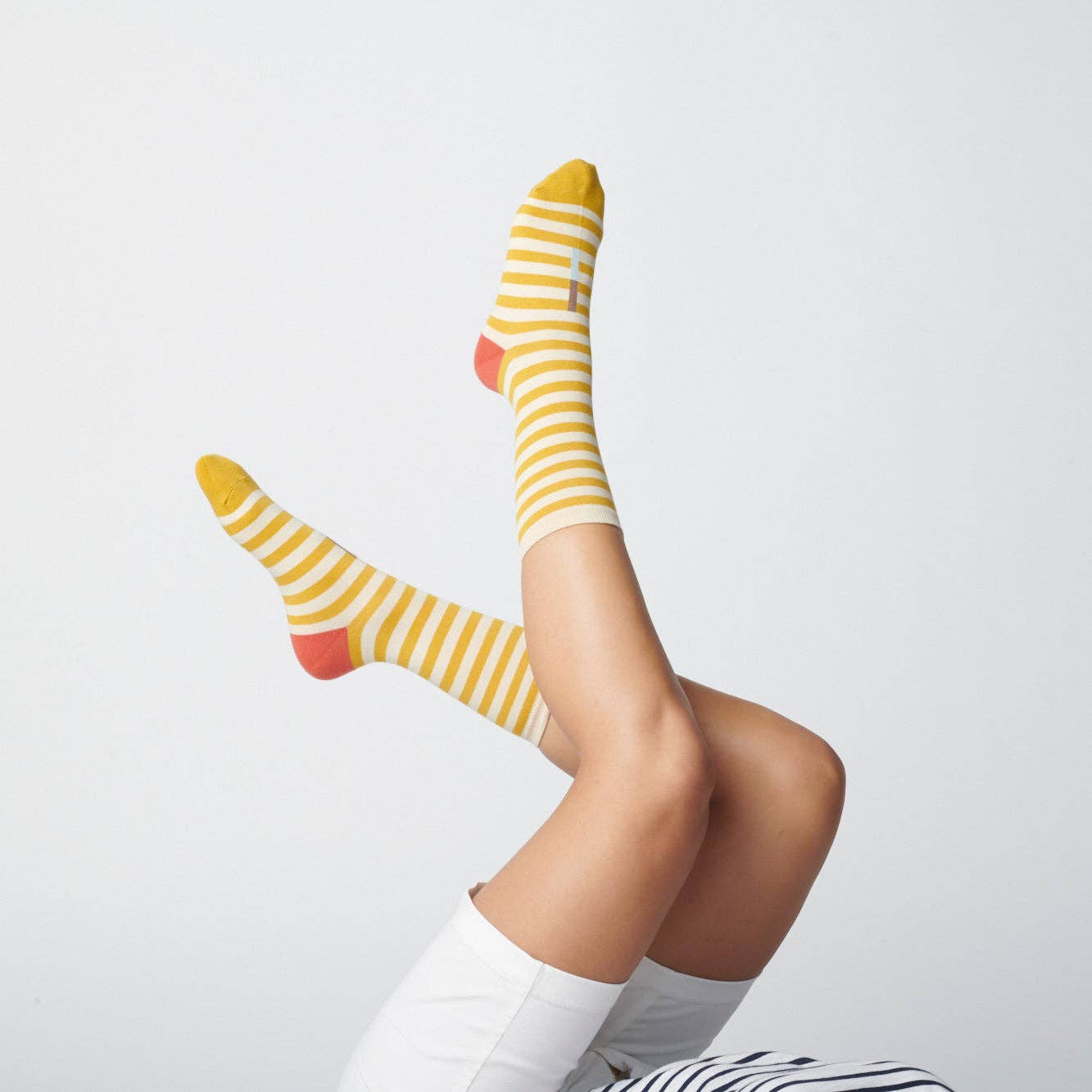 socks | Yellow and White Striped Crew Socks | Unisex