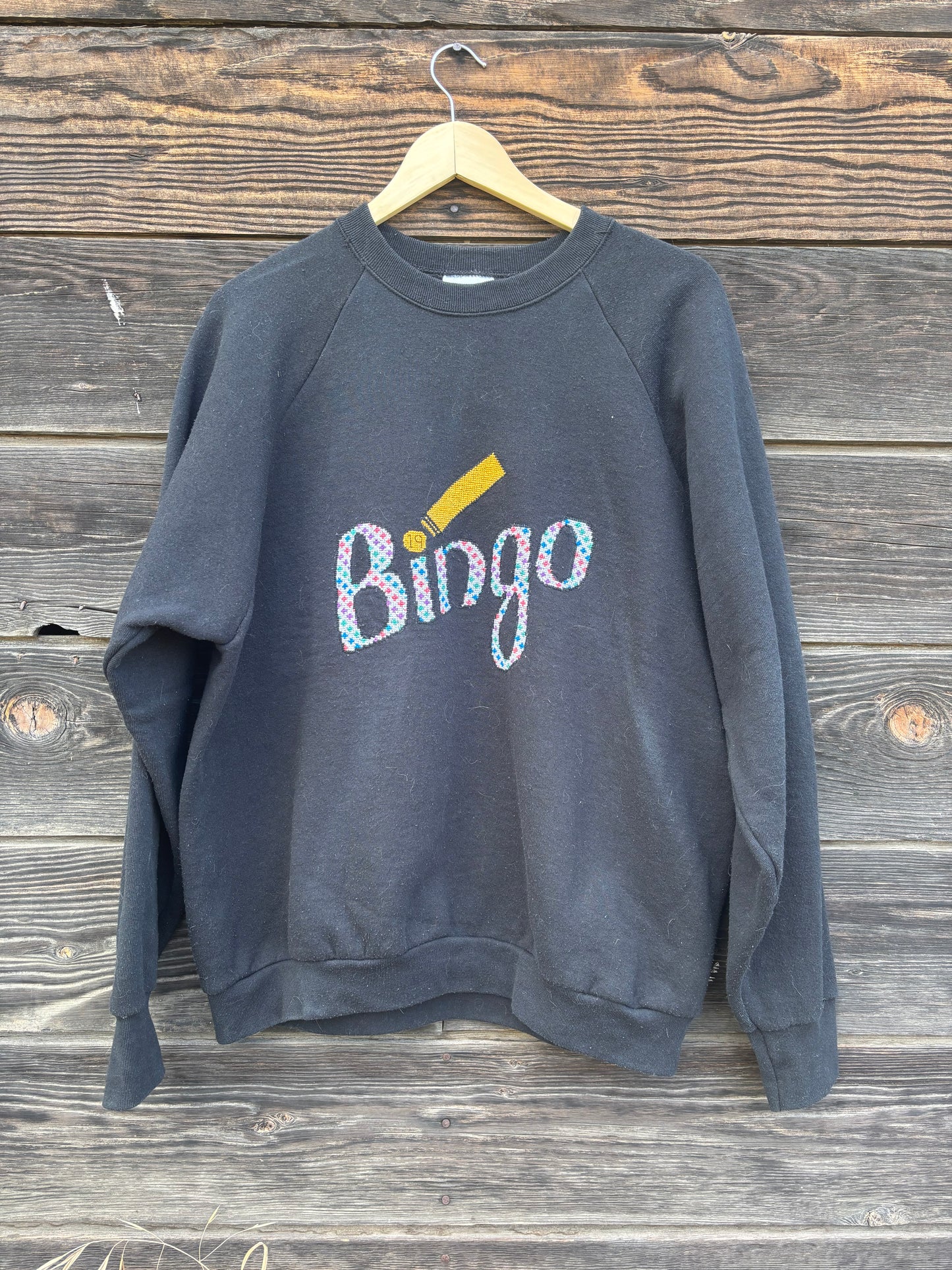 Vintage Hand Cross-Stitched Bingo Sweatshirt