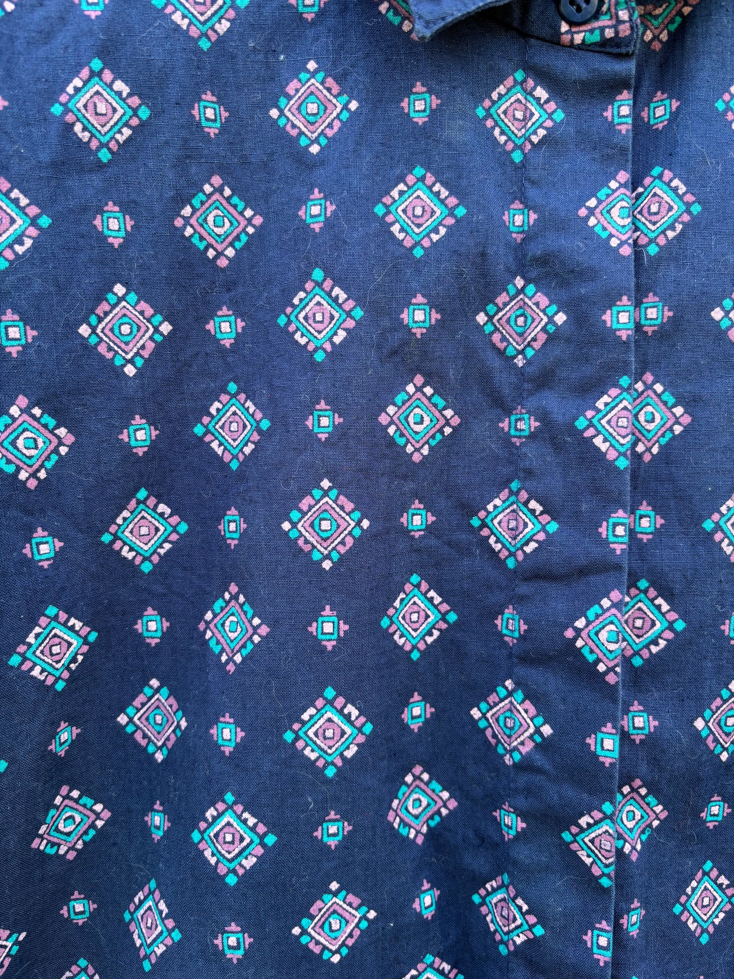Navy Button Up | 100% Indian Cotton | 1980s