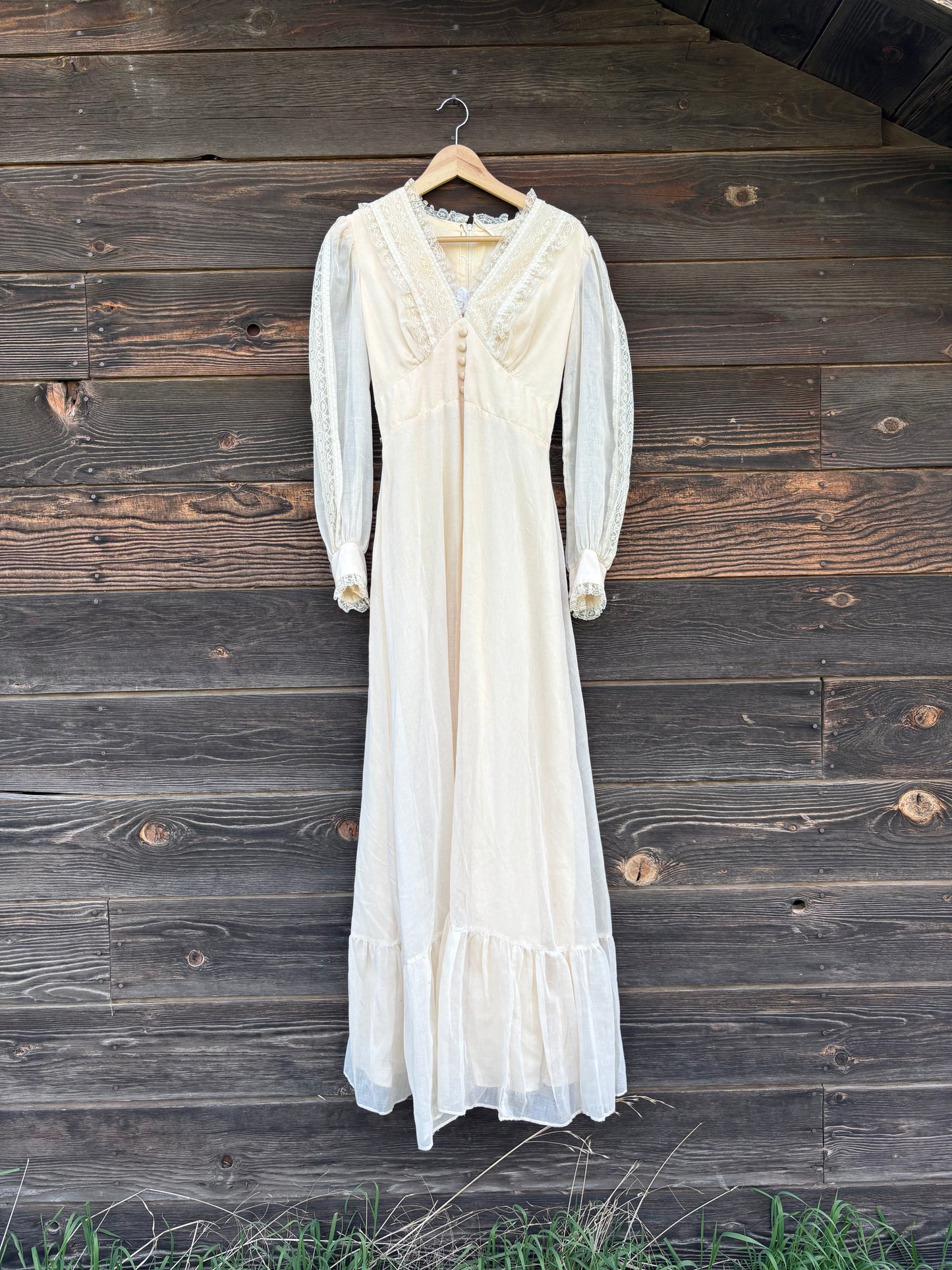 Dress | Antique White Prairie Dress | 1970