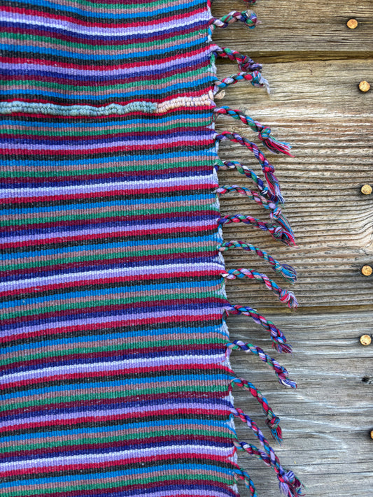 Loomed and hand stitched Purple stripe blanket