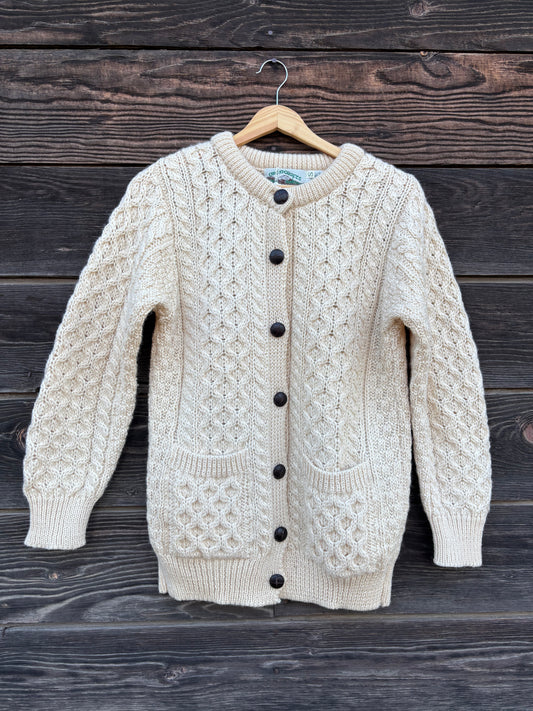 Aran craft cream fisherman cardigan sweater