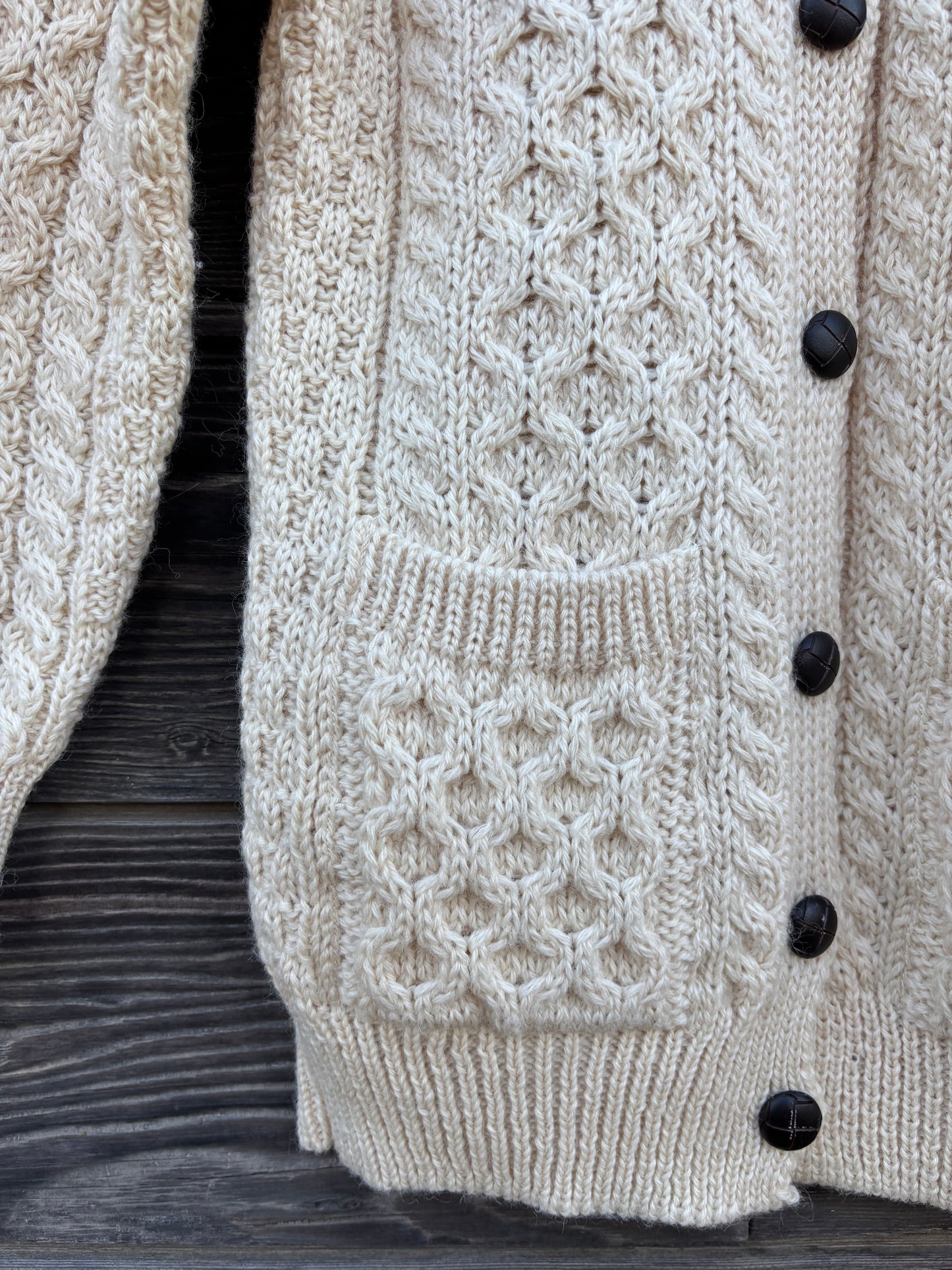 Aran craft cream fisherman cardigan sweater