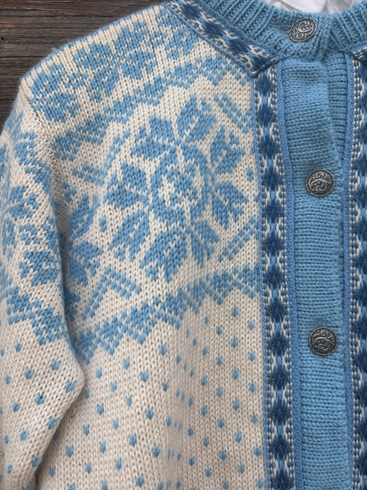 Sweater | Oslo Winter Blue | Nordic Cardigan | 1980s