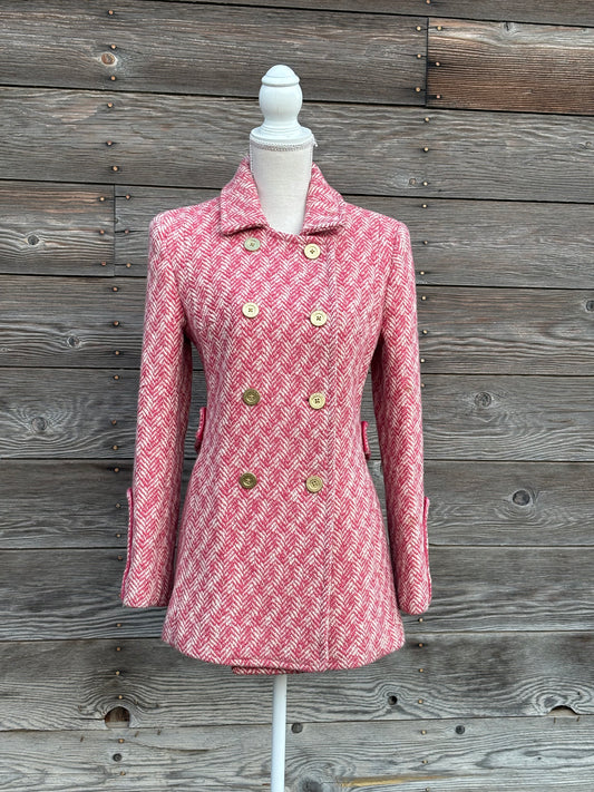 Y2K Coach Herringbone pink coat
