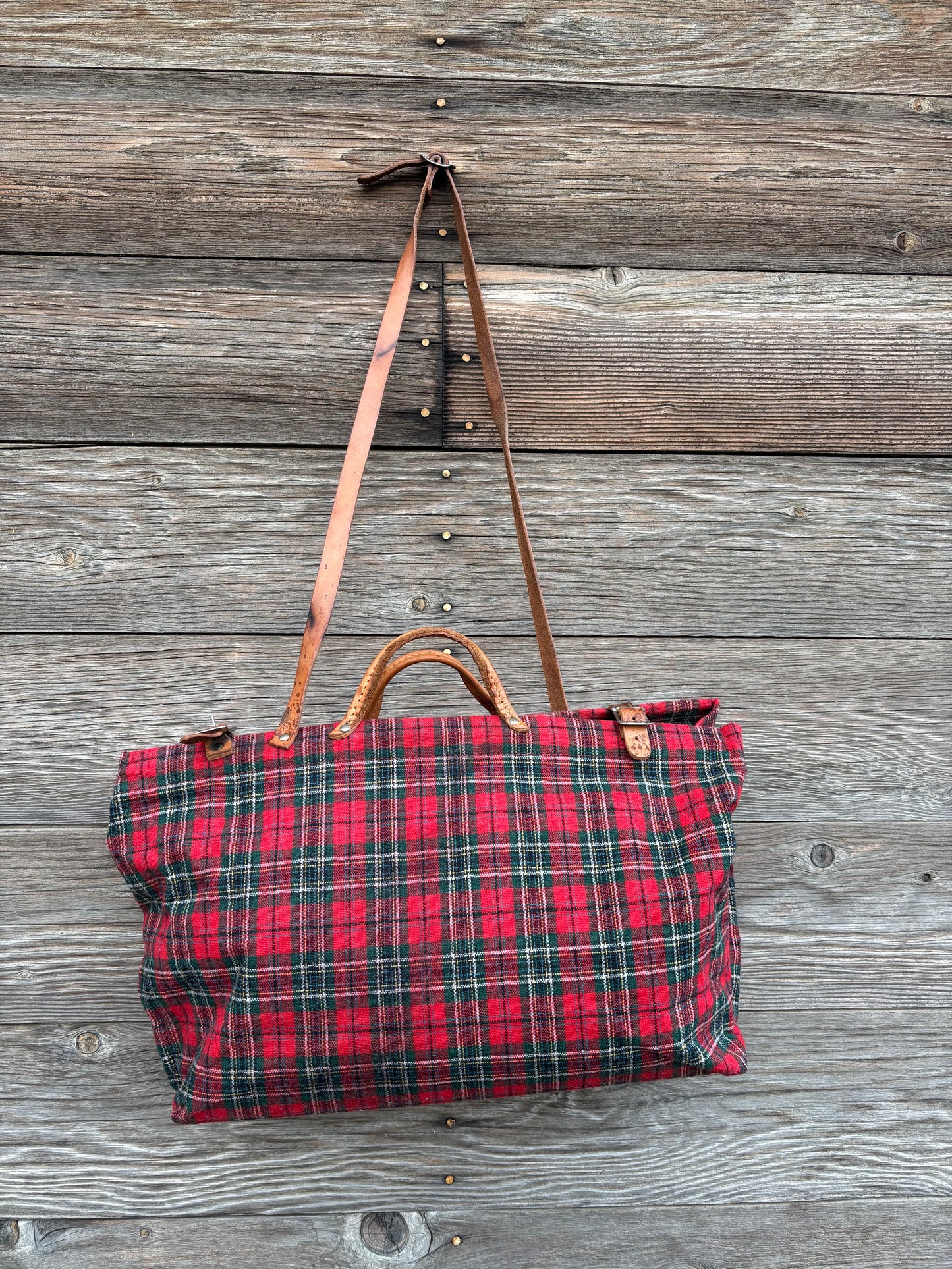 Flannel Tote in Red Plaid