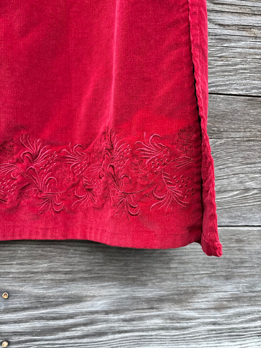 Royal Robbin’s red corduroy skirt