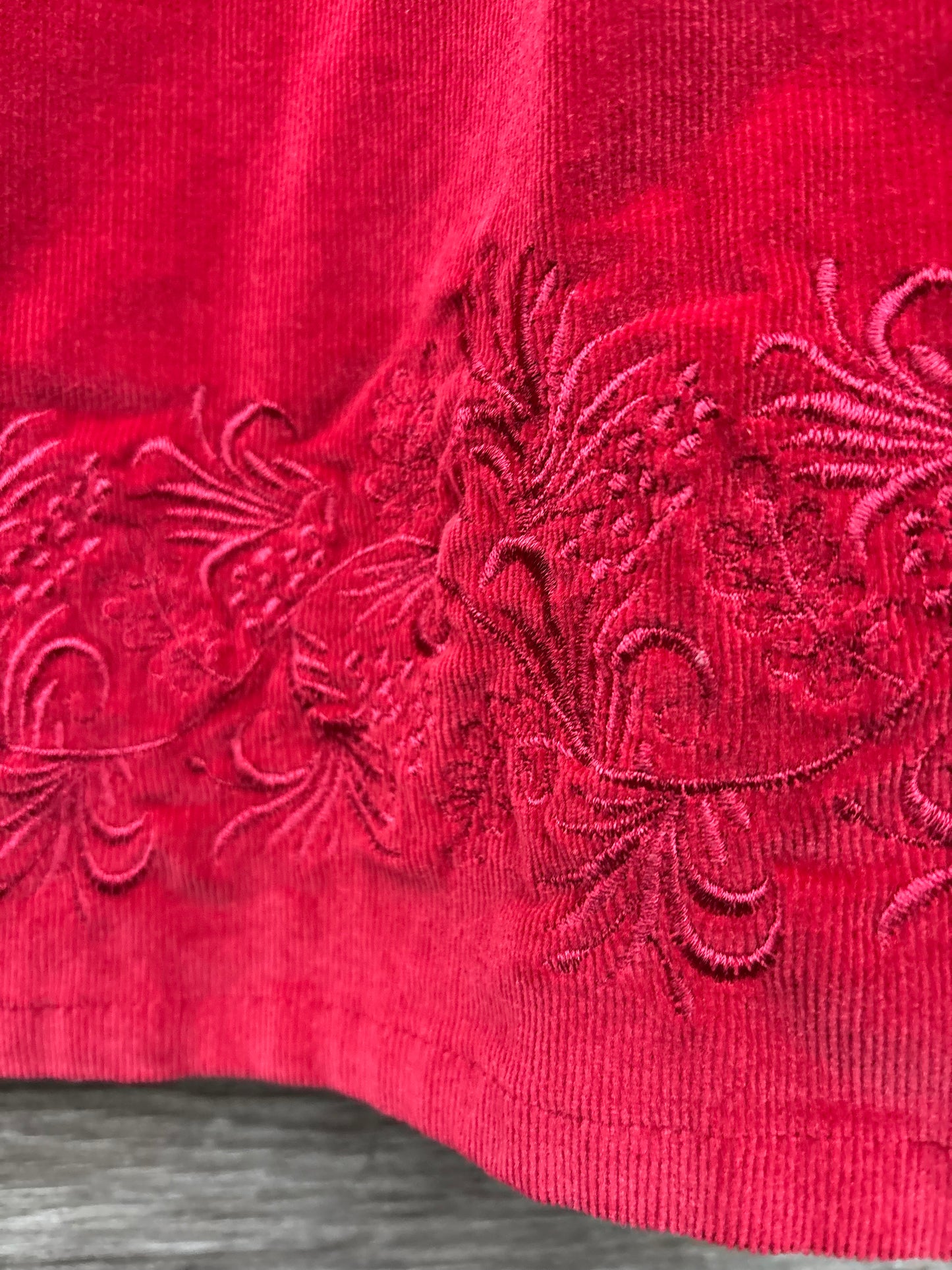 Royal Robbin’s red corduroy skirt