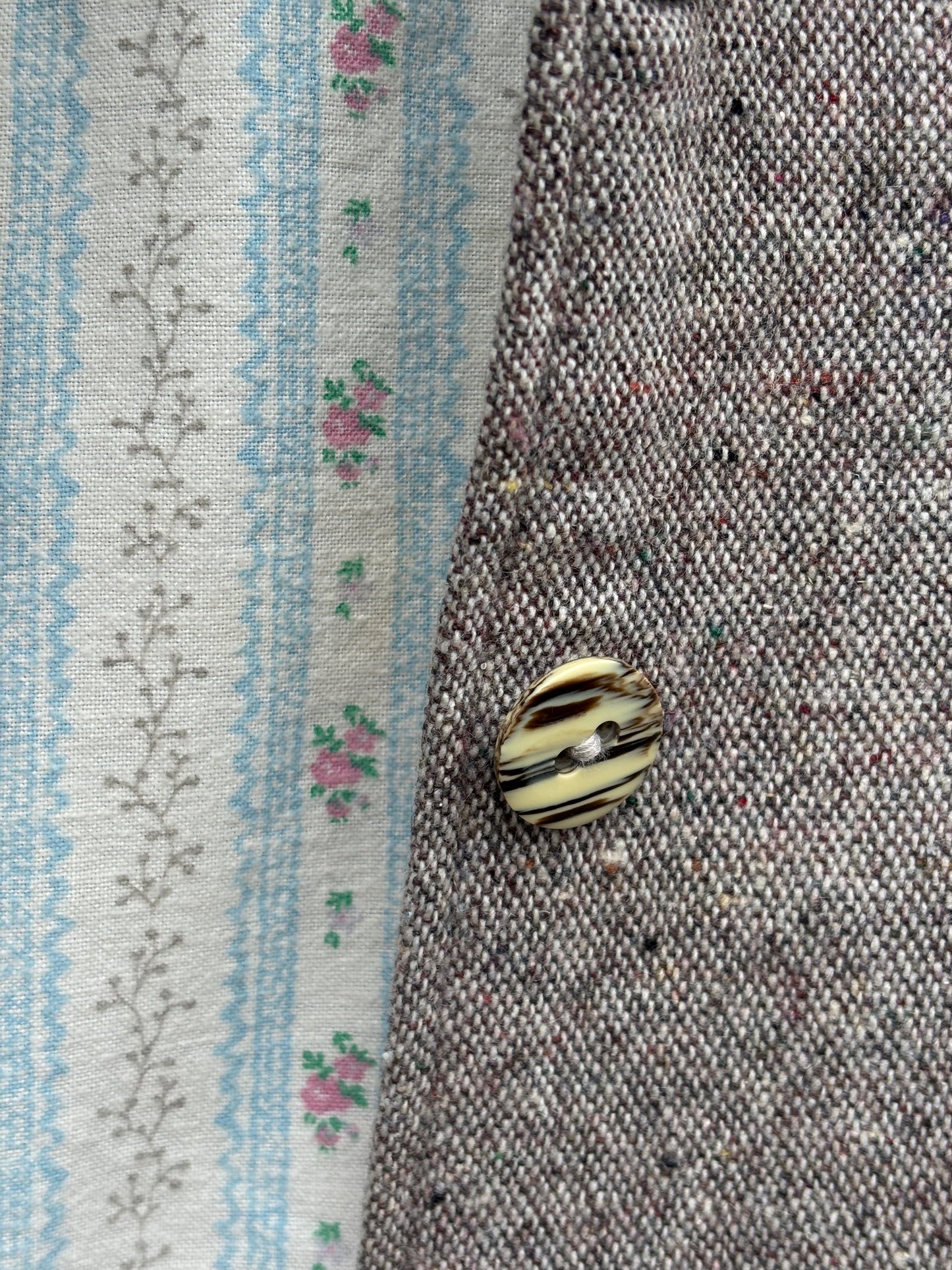 Handmade gray tweed coat with floral lining