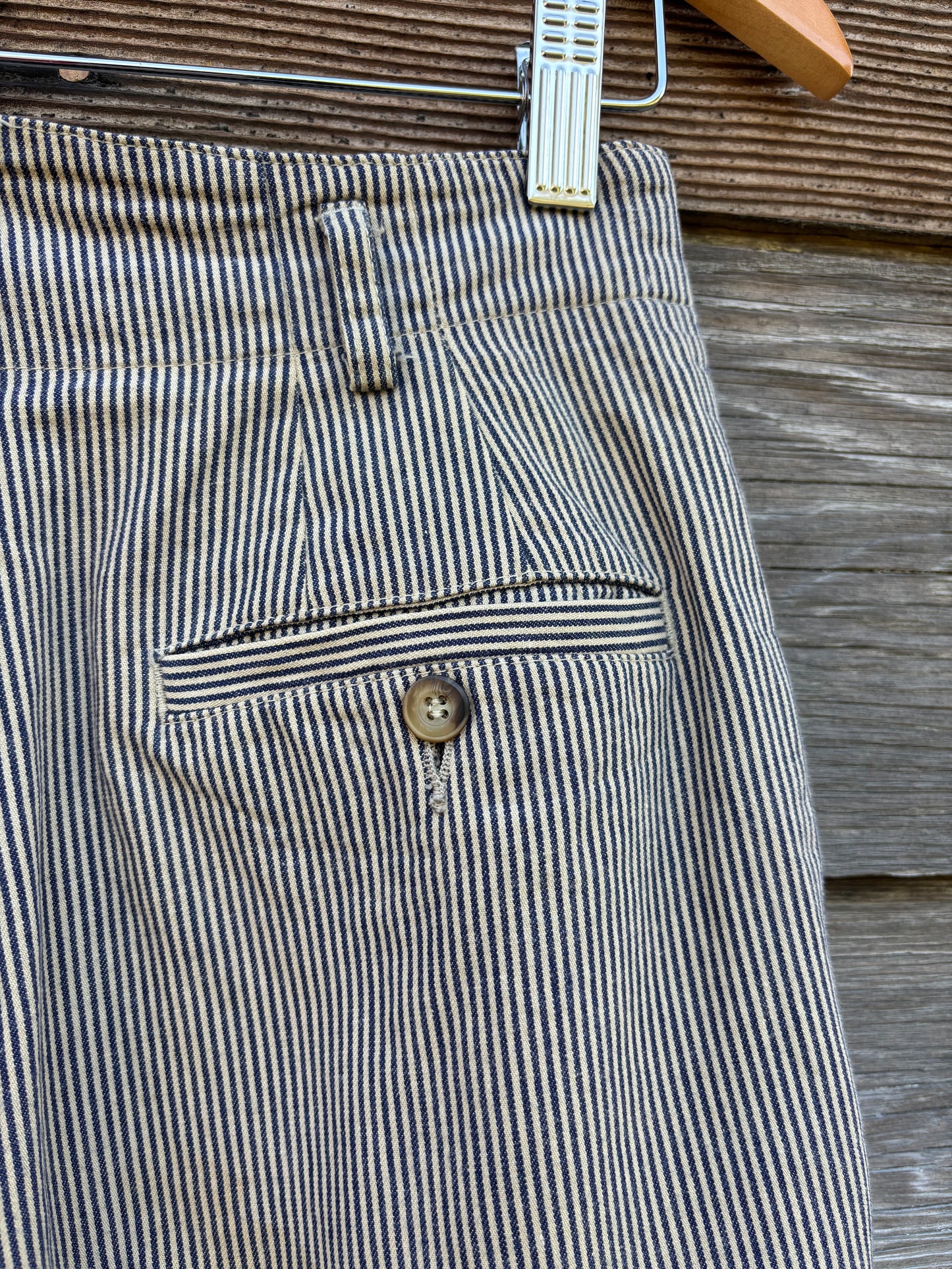 Vintage Liz Sport Railroad Stripe Cotton Pleated Pants