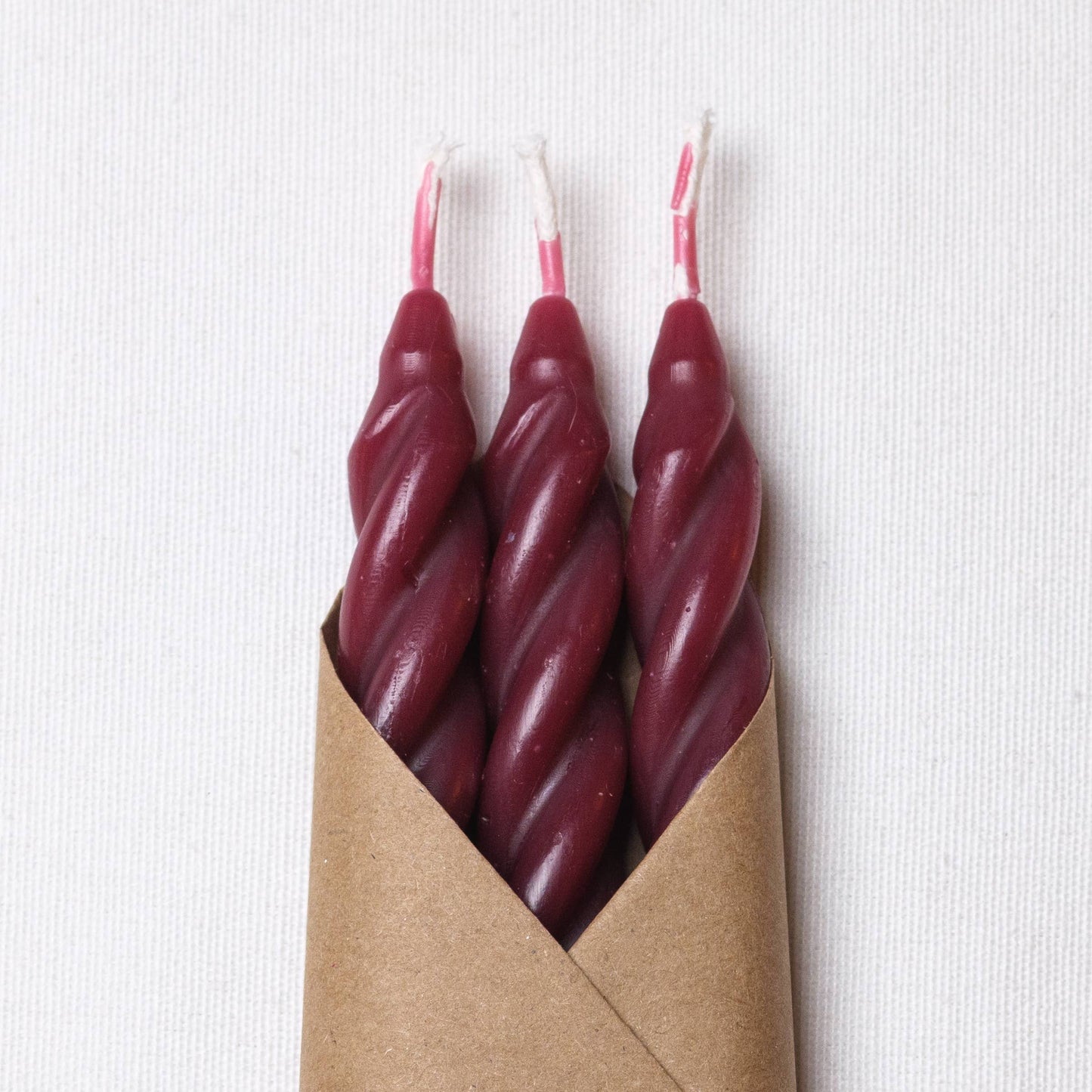 Cave Glow Studio - Plum Spiral Beeswax Candles - Set of 3