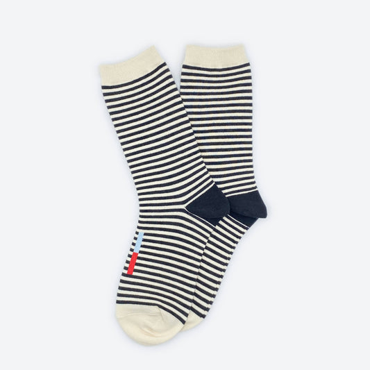 Socks | Black and White Striped Crew Socks | Unisex