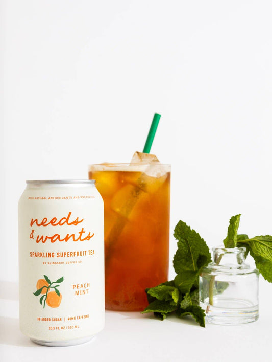 Slingshot Coffee Company - Needs & Wants Sparkling Superfruit Tea - Peach Mint