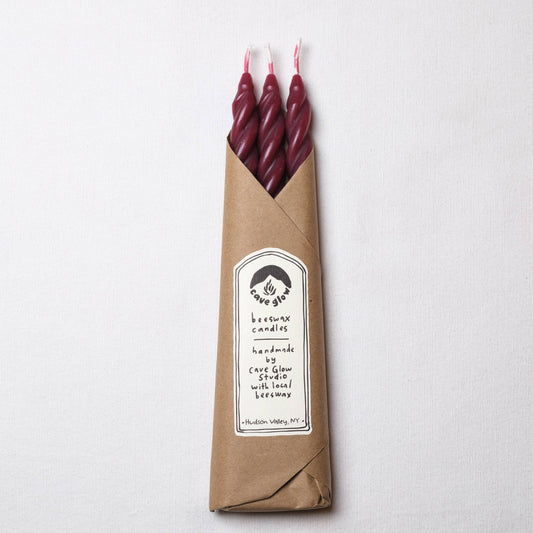Cave Glow Studio - Plum Spiral Beeswax Candles - Set of 3