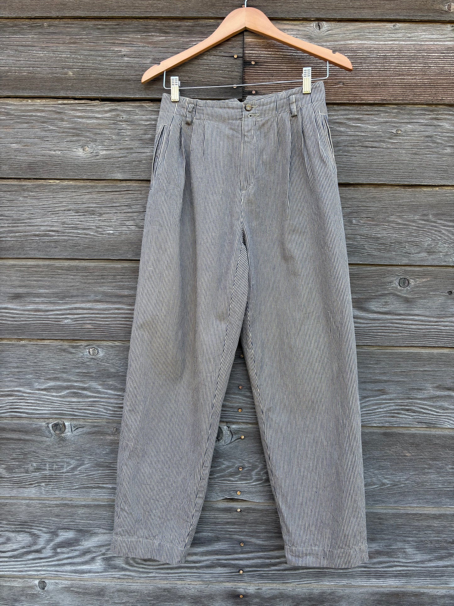 Vintage Liz Sport Railroad Stripe Cotton Pleated Pants