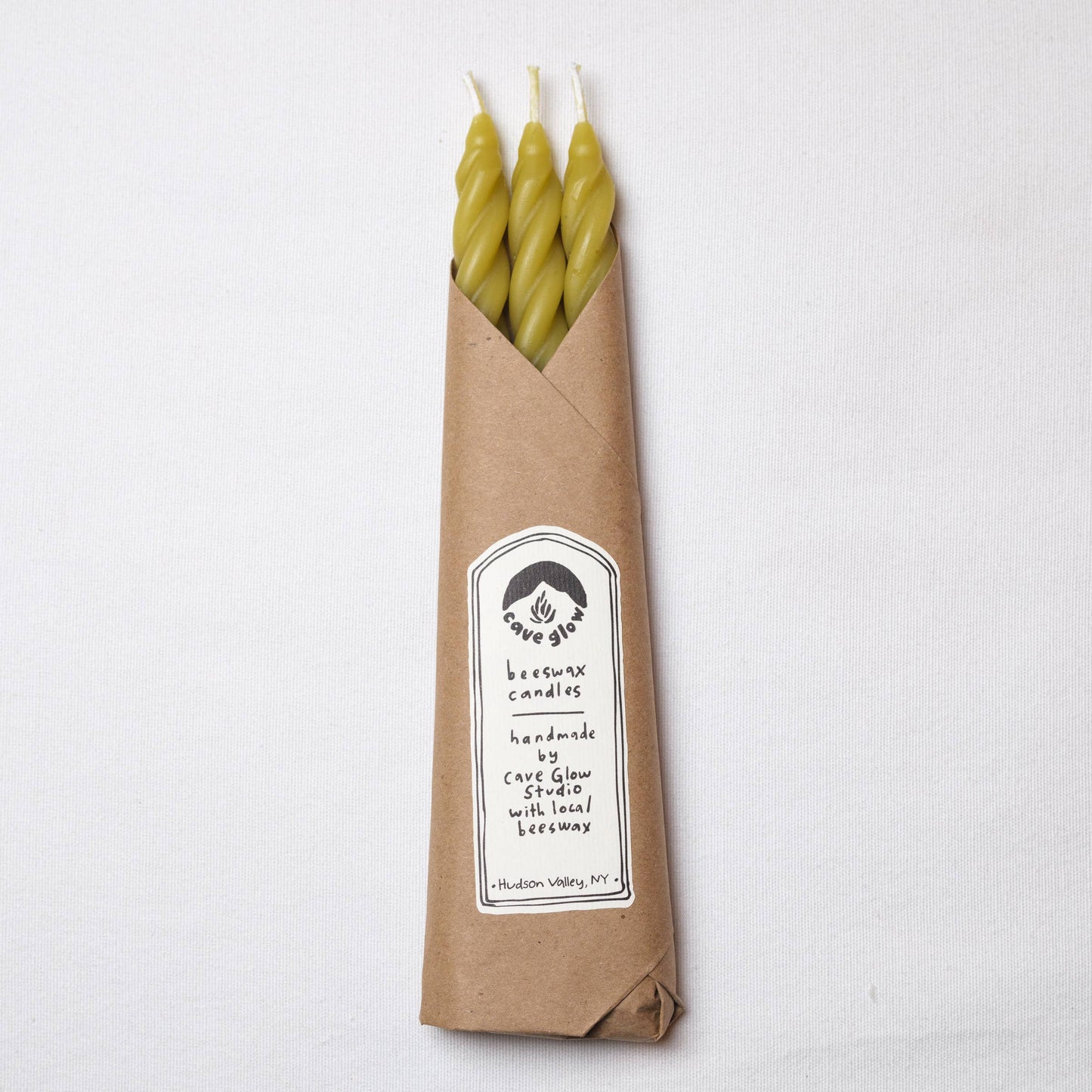 Cave Glow Studio - Chartreuse Spiral Beeswax Candles - Set of 3