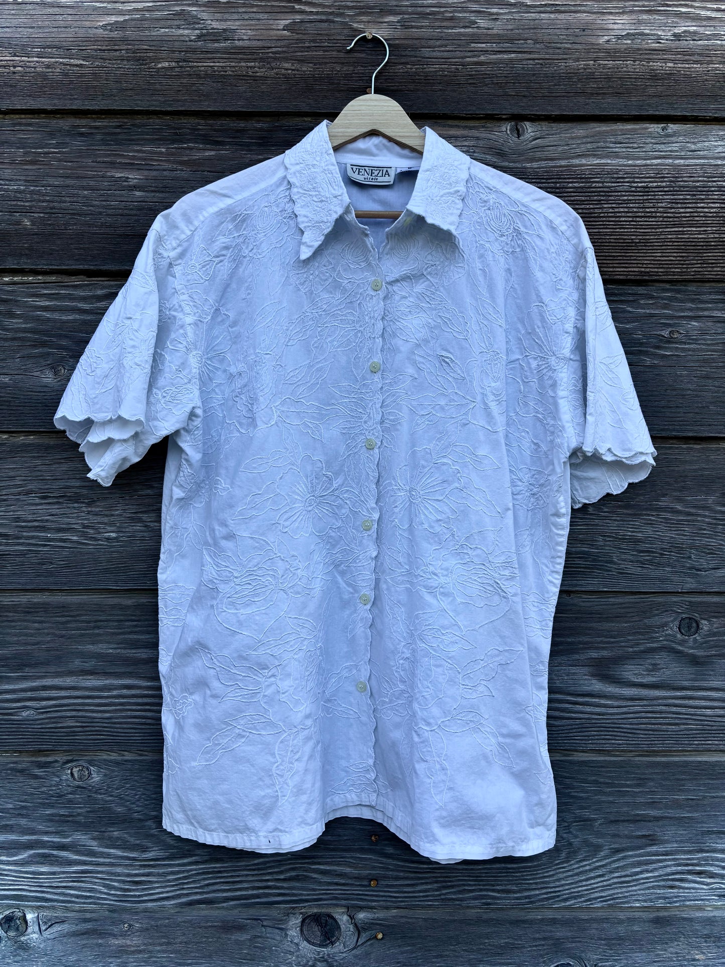 Vintage Venezia White Embossed Blouse