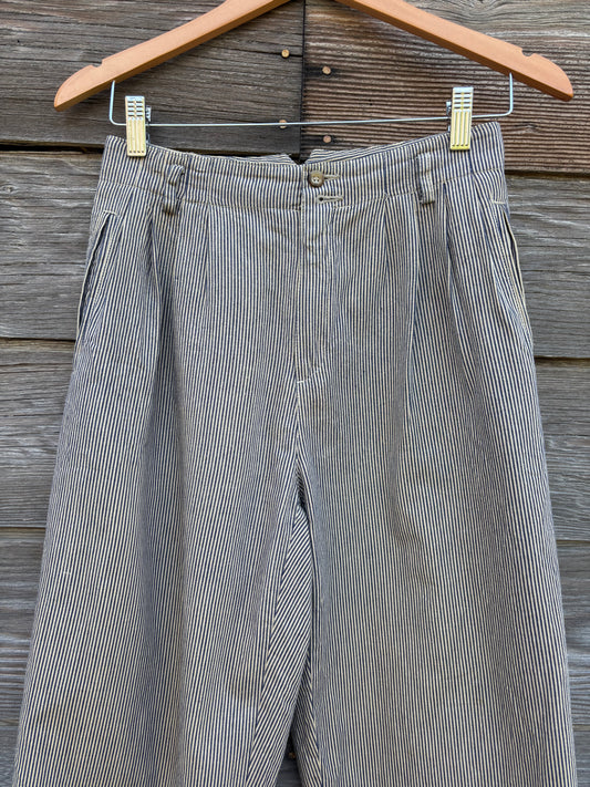 Vintage Liz Sport Railroad Stripe Cotton Pleated Pants