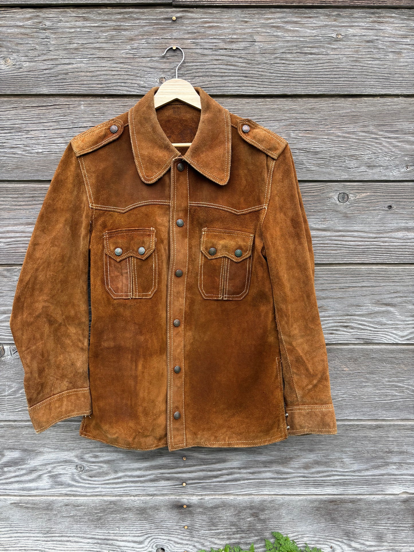 Vintage Tobacco Suede Snap Shirt