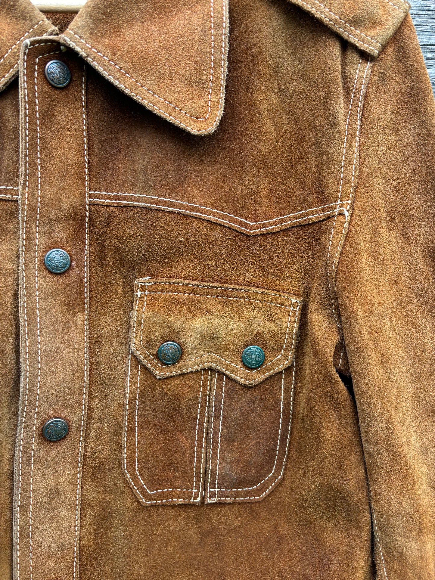 Vintage Tobacco Suede Snap Shirt