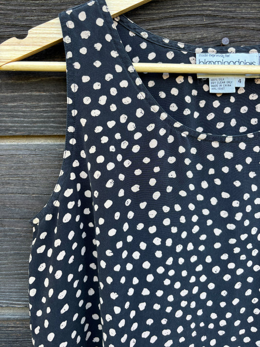 Bloomingdales polkadot silk tank