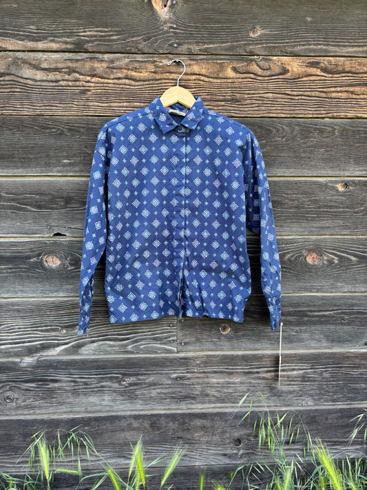 Navy Button Up | 100% Indian Cotton | 1980s