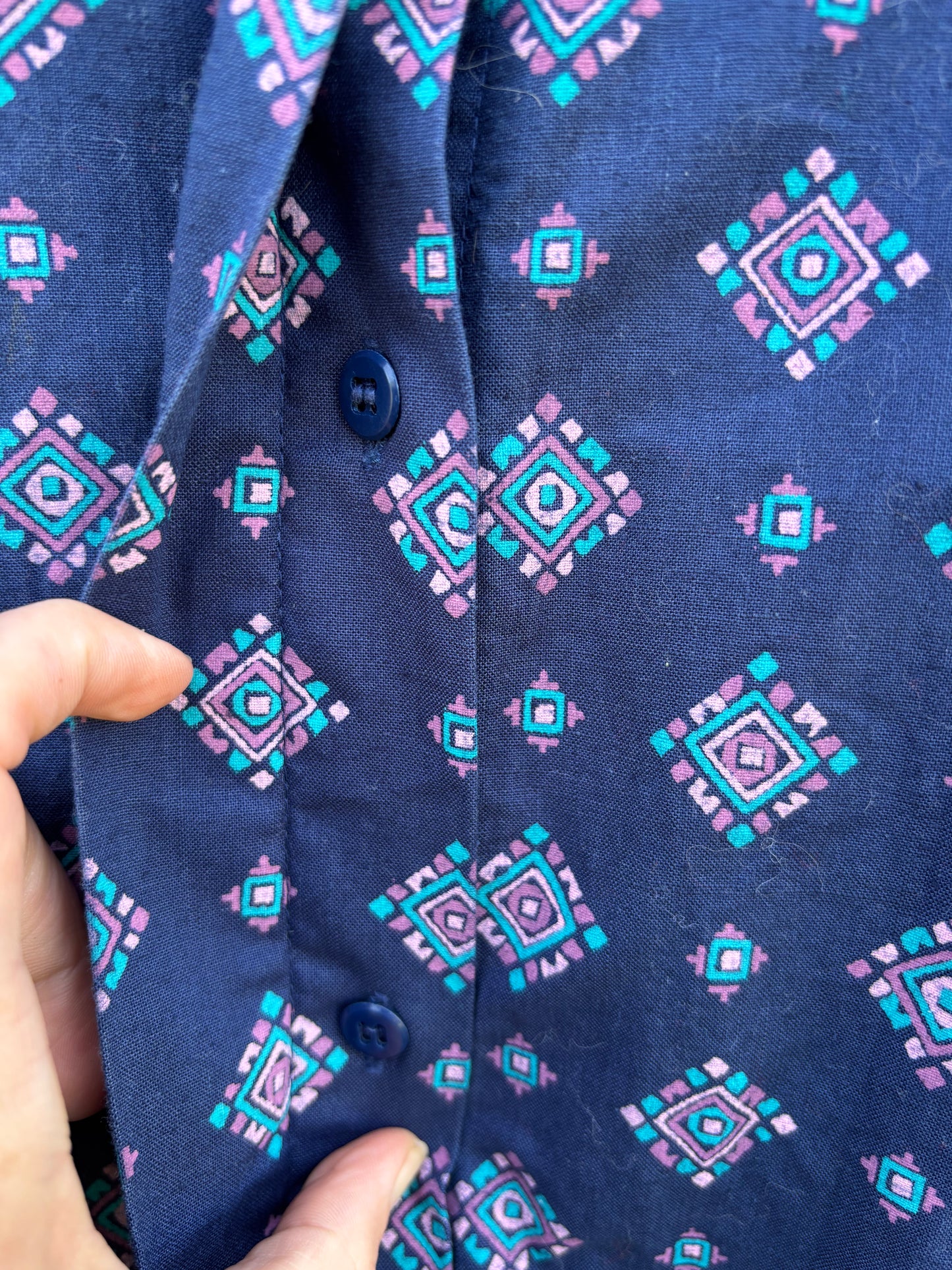 Navy Button Up | 100% Indian Cotton | 1980s