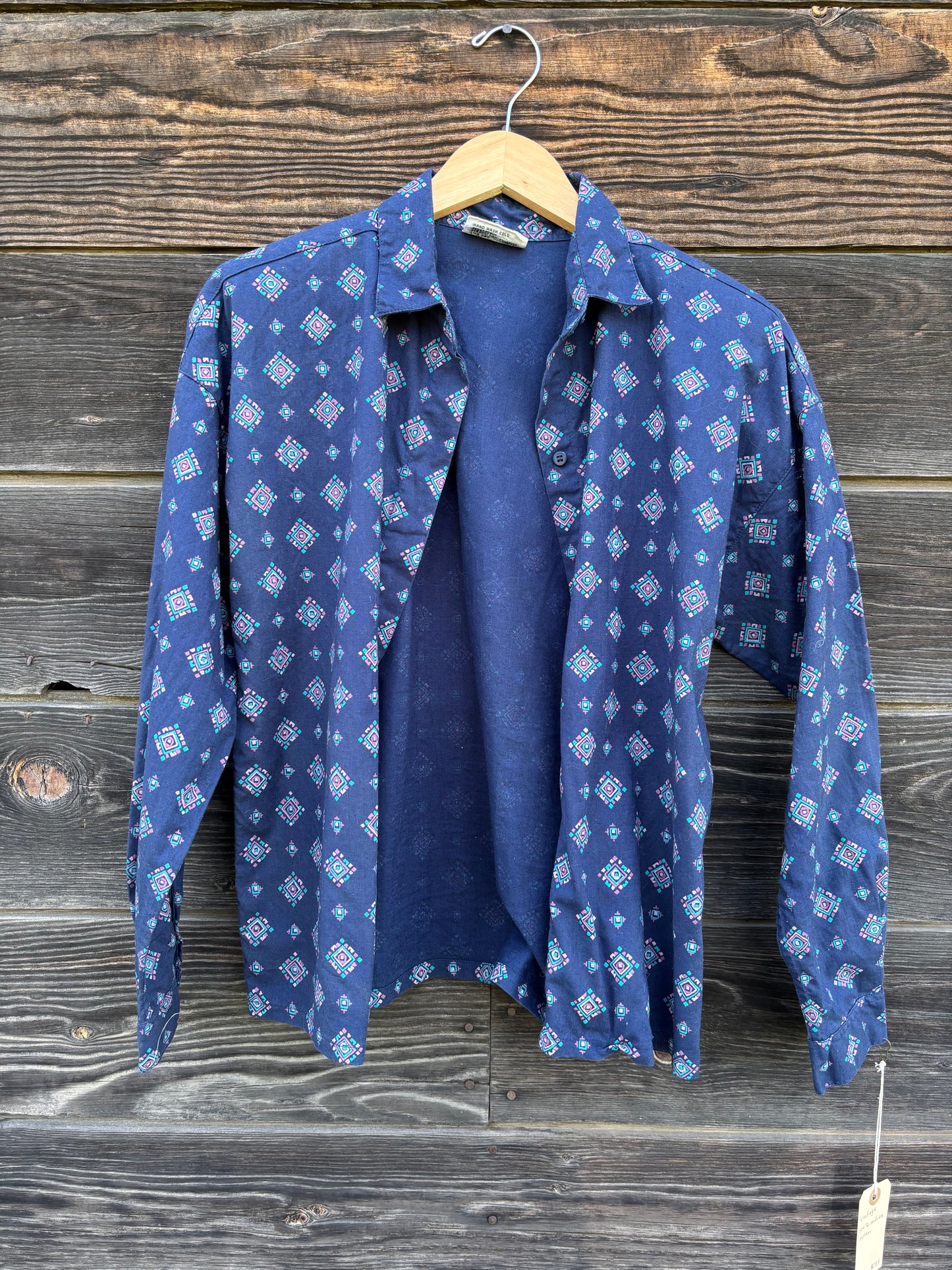 Navy Button Up | 100% Indian Cotton | 1980s