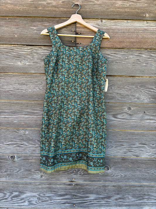 Olive and Teal Cotton Sheath Dress | Y2K