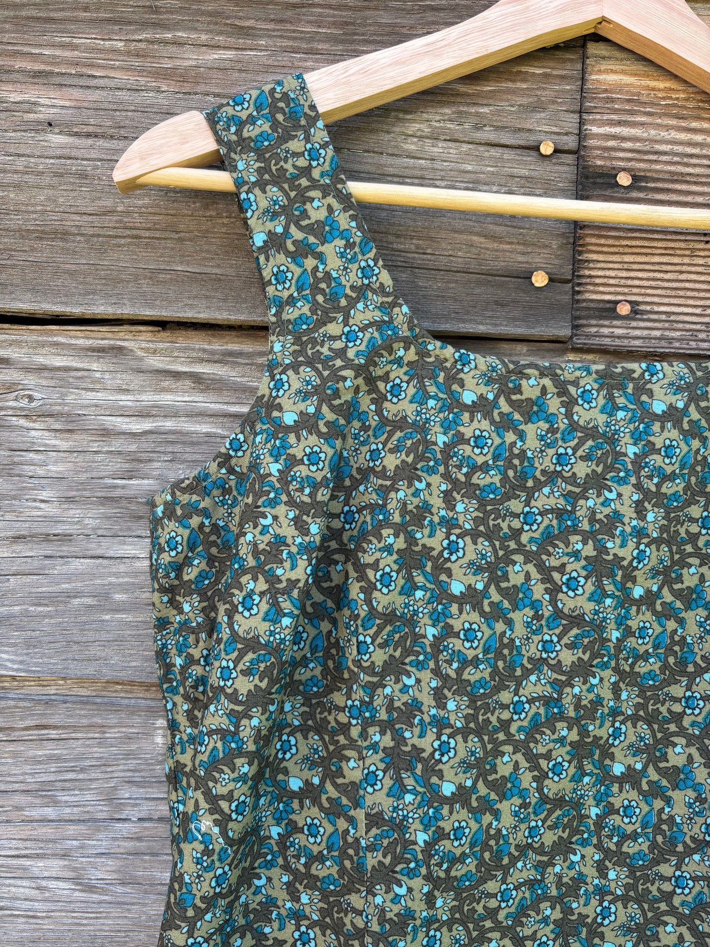 Olive and Teal Cotton Sheath Dress | Y2K