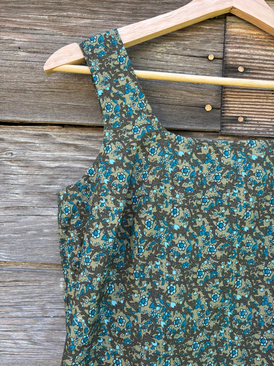 Olive and Teal Cotton Sheath Dress | Y2K