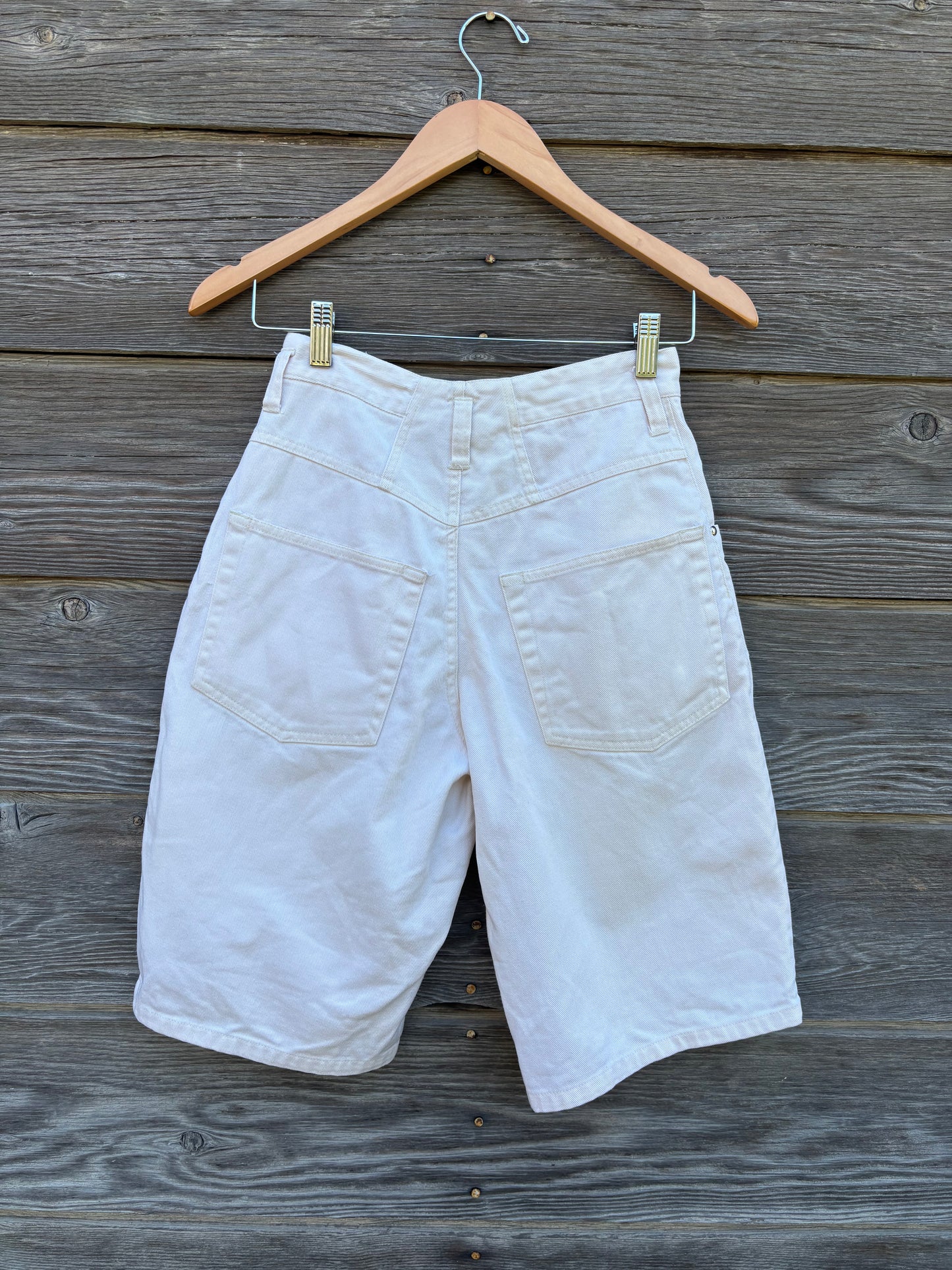 Vintage Copper Key White Denim Shorts