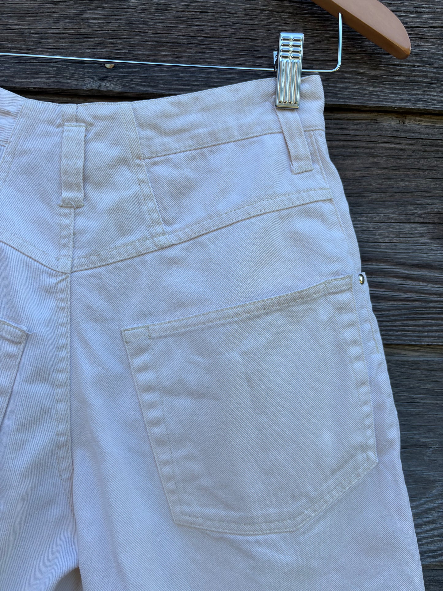 Vintage Copper Key White Denim Shorts