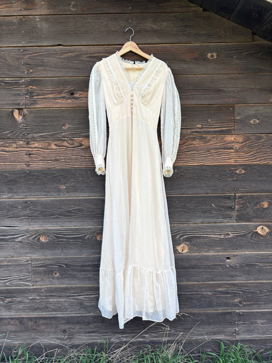 Dress | Antique White Prairie Dress | 1970