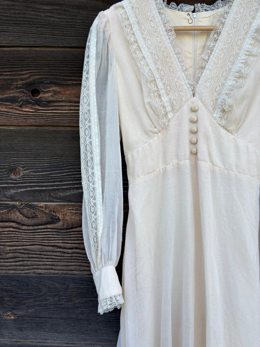 Dress | Antique White Prairie Dress | 1970