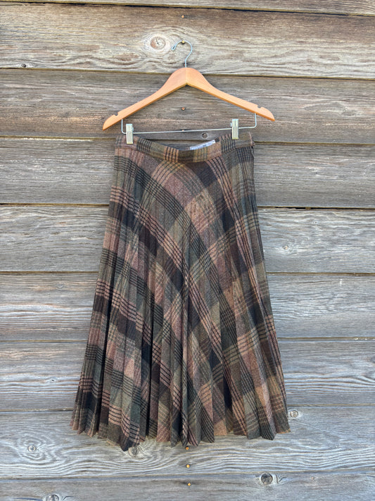 Skirt | Sonelli Paris Brown Plaid | 1970's