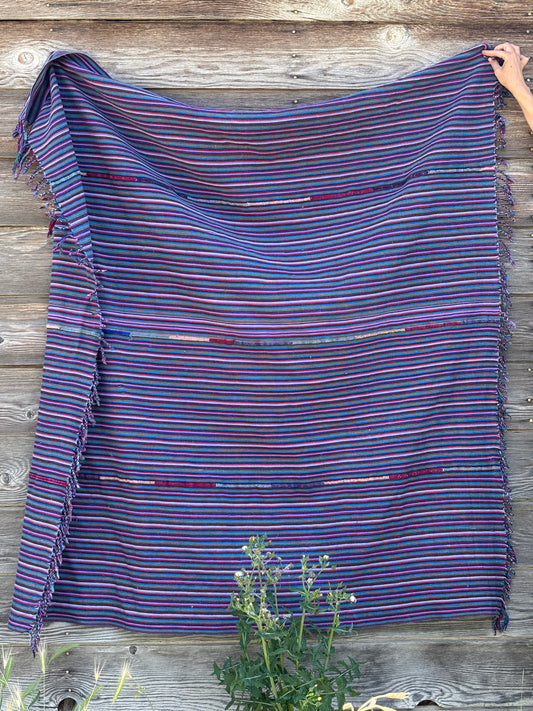 Loomed and hand stitched Purple stripe blanket