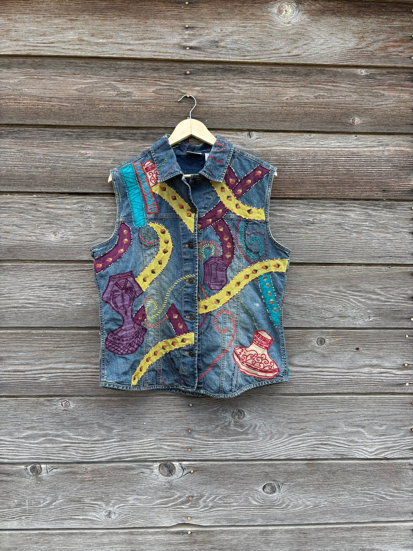 Denim Vest | Embroidered
