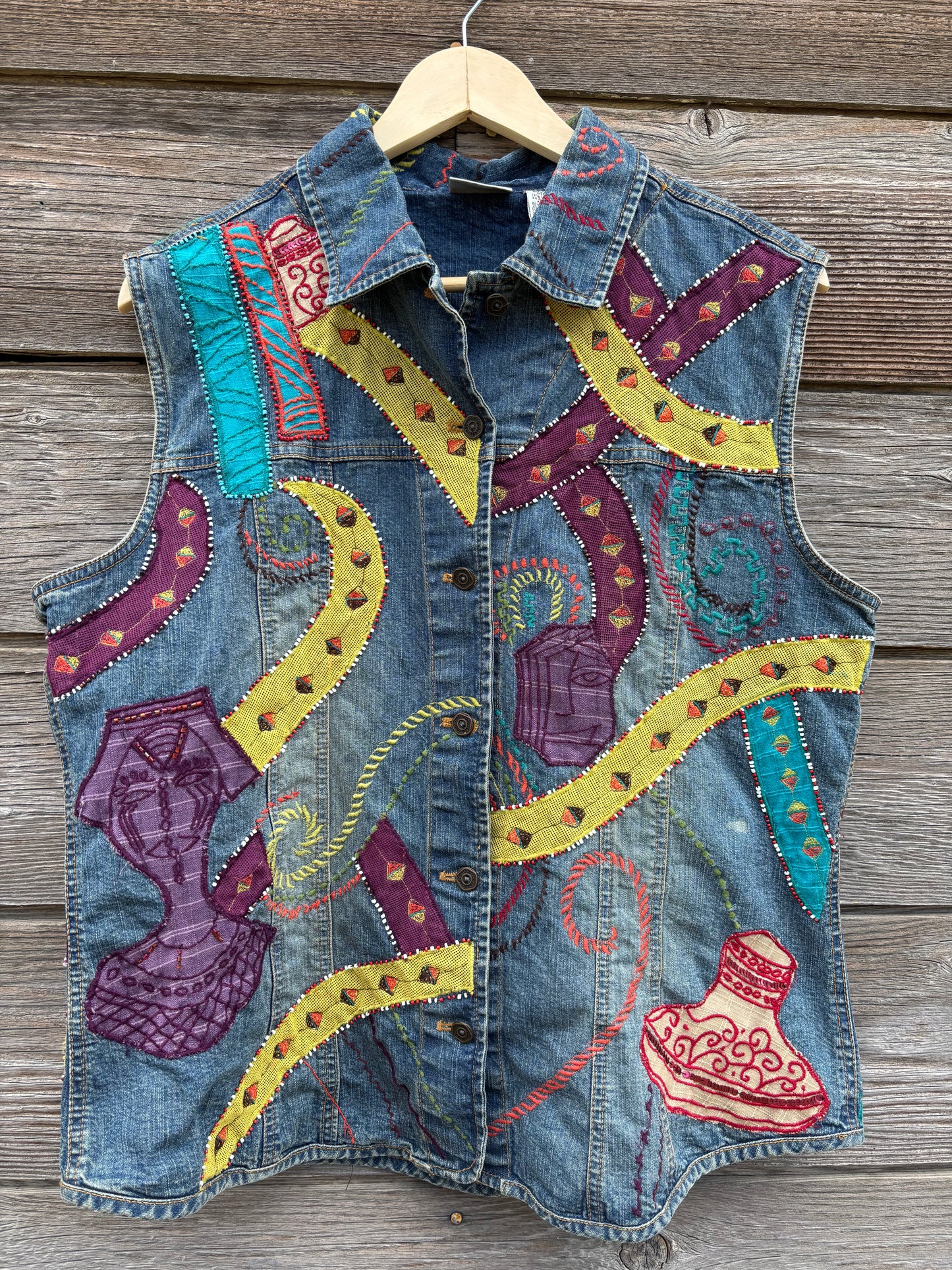 Denim Vest | Embroidered