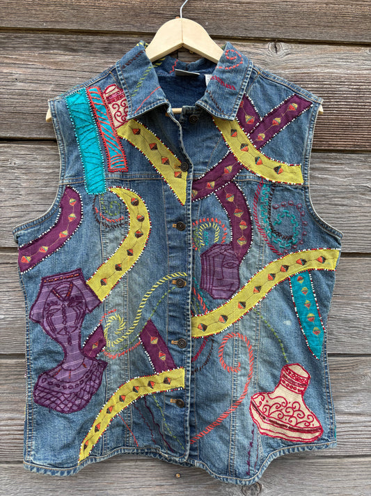 Denim Vest | Embroidered