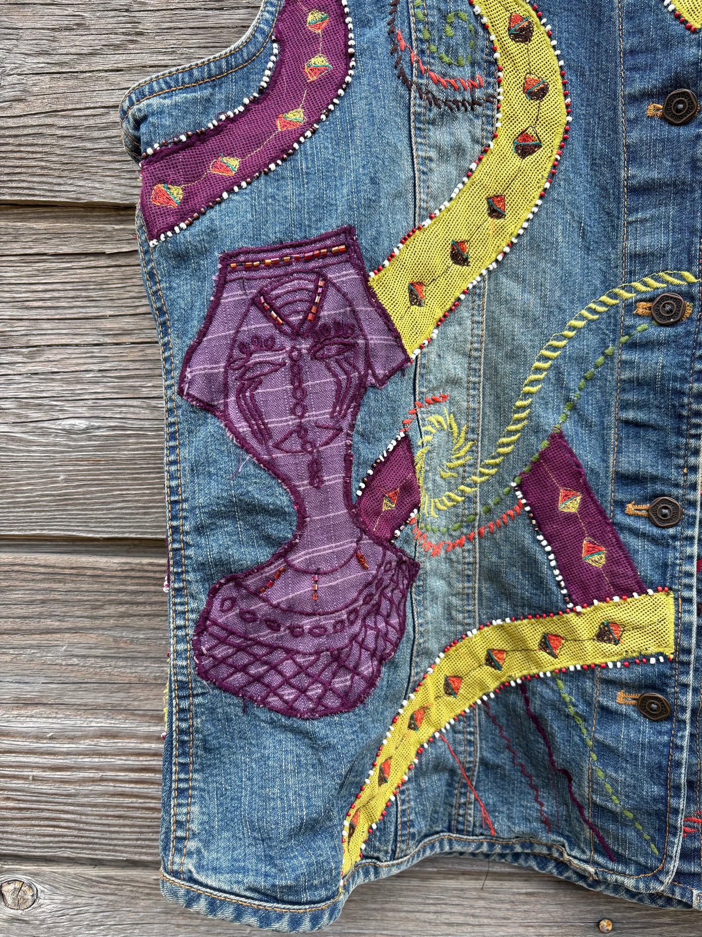 Denim Vest | Embroidered