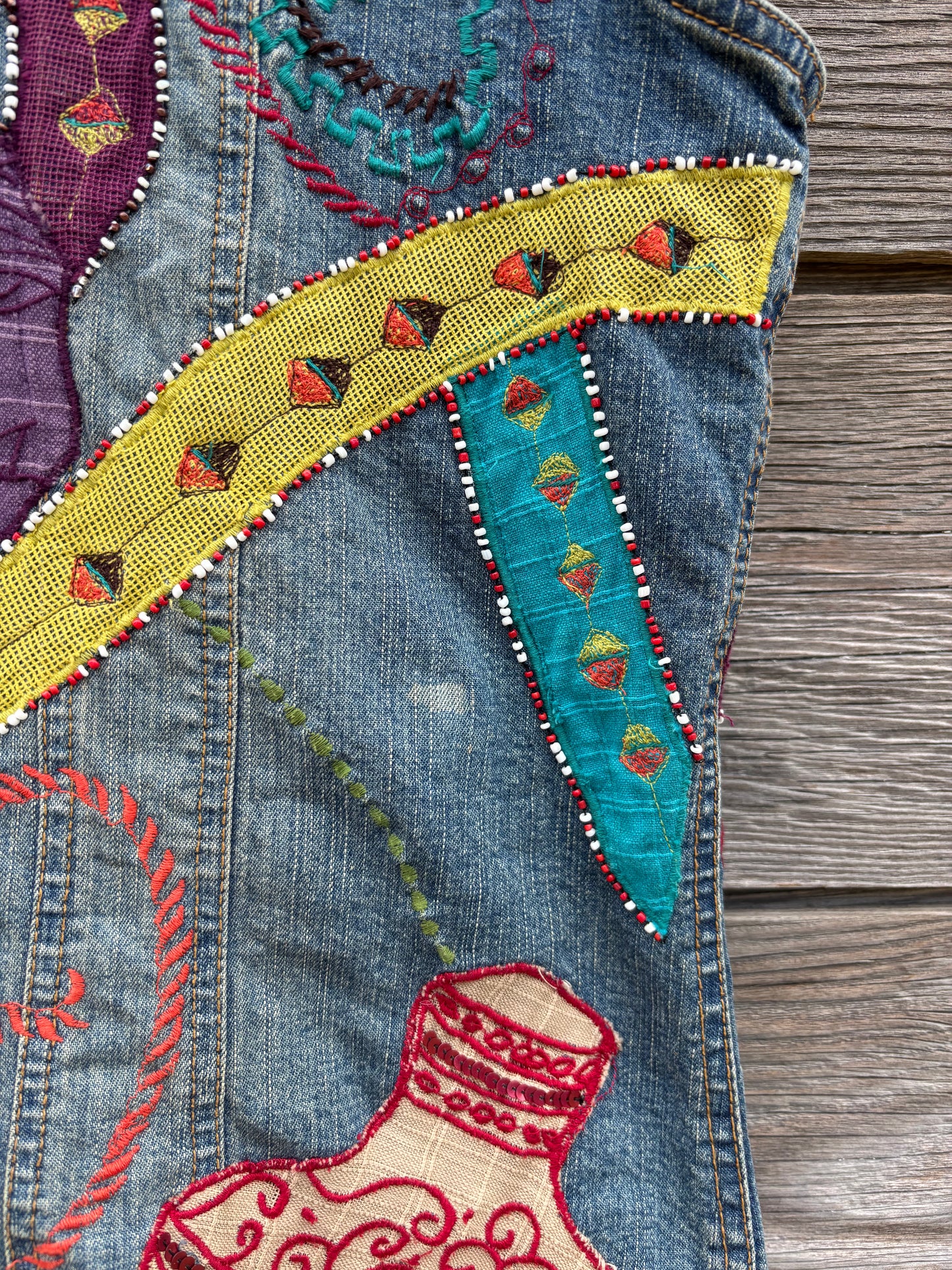 Denim Vest | Embroidered
