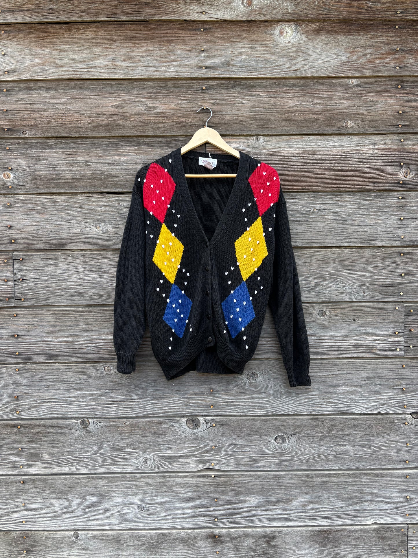 Worthington black argyle cardigan