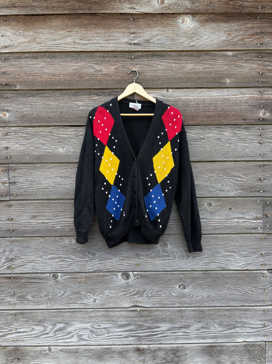Worthington black argyle cardigan