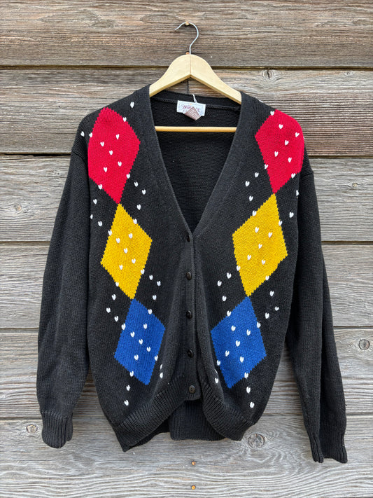Worthington black argyle cardigan