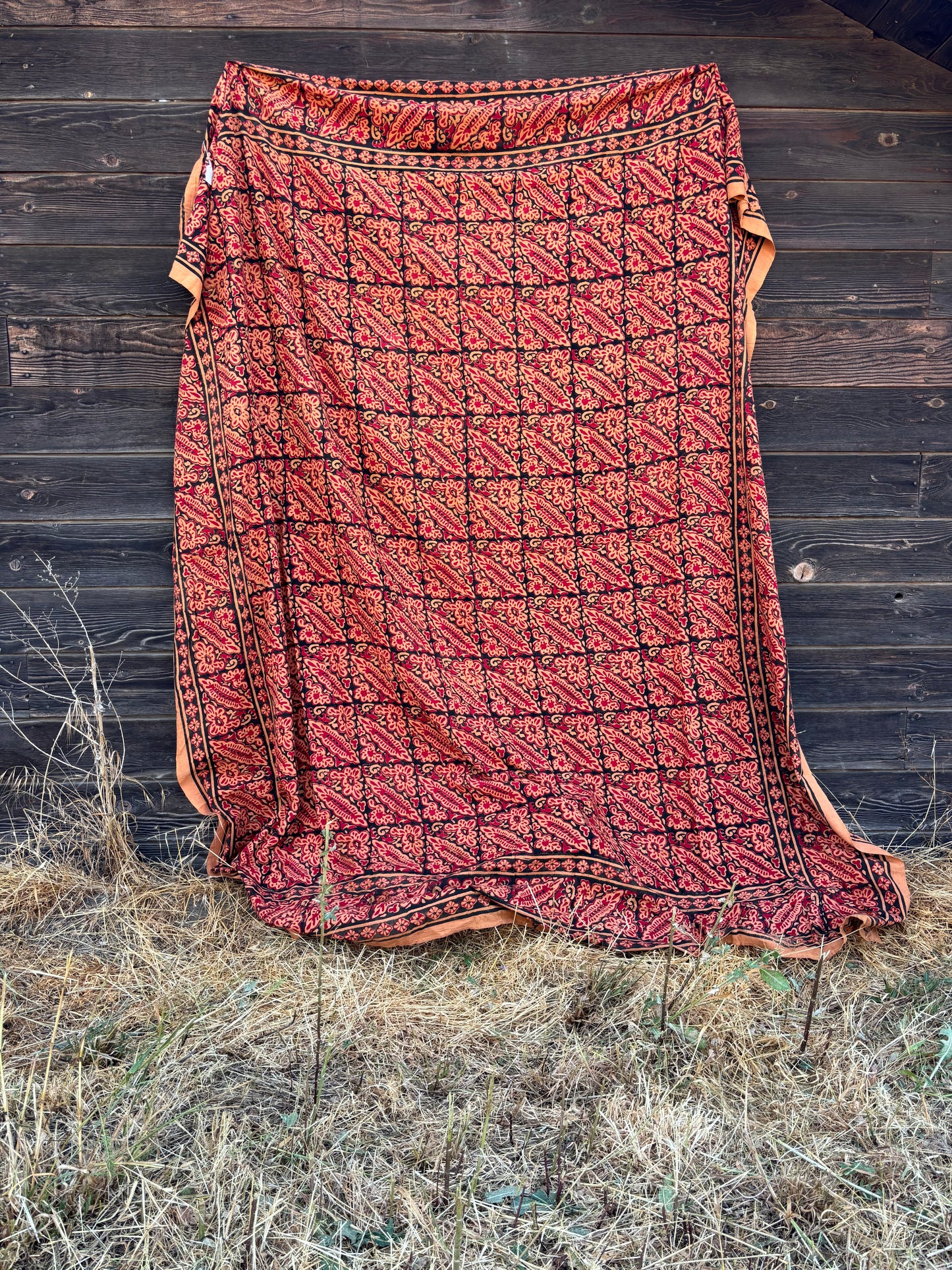 Beach Blanket | Red and Black | Block Print