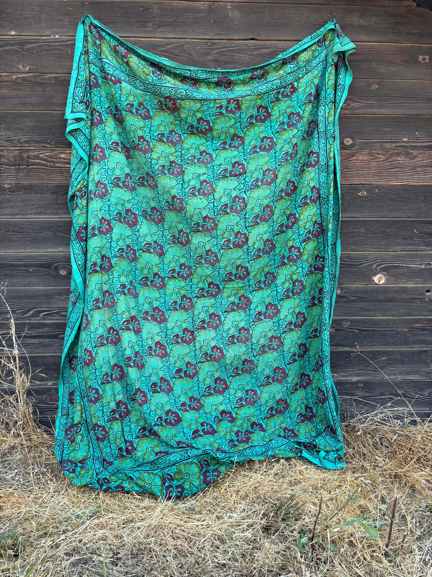 Blue block print blanket