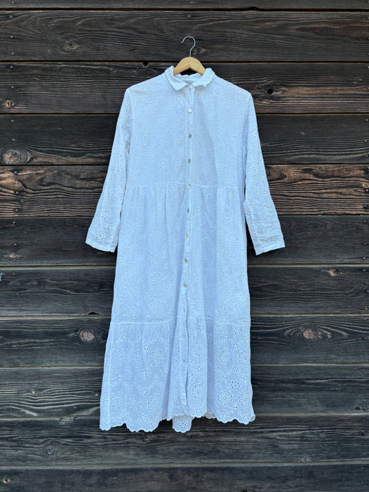 Laura Bianchi white eyelet  dress